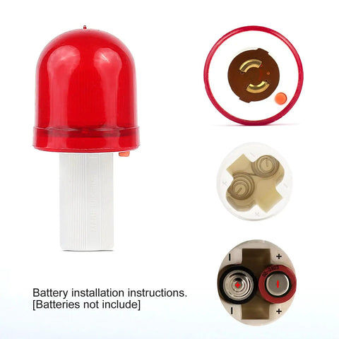 4 Pack Traffic Cone Flasher LED Light 360 Degree Visibility With 3 Flash Modes battery compartment view