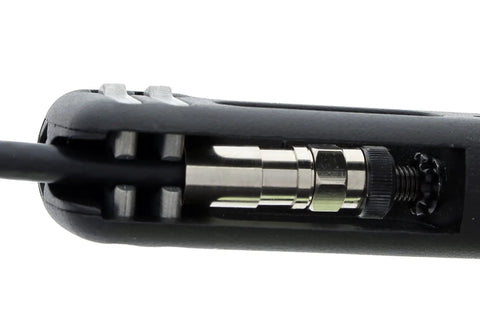 OmniSeal Pro XL Coax Compression Tool For F BNC RCA RG11F And MiniCoax Connectors showing crimping mechanism detail