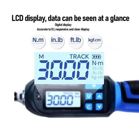 Digital Torque Wrench With Electronic Ratchet, Quarter Inch Drive, 1.5 To 30 Nm Range, Memory Data Storage, Buzzer And LED Indicator, Ideal For Car And Motorcycle Maintenance And Repair, LCD display