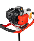Gas Powered Earth Auger With 6 Inch Digger Bit For Post Holes And Tree Planting, 2 Stroke Engine, heavy duty handle shown