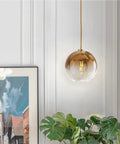 Modern Globe Pendant Light With Gradient Glass Shade, Gold Finish, 1 Light, Adjustable Height Chandelier for dining room view
