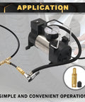Two Pack Schrader Valve Adapter With Push To Connect Button For One Quarter Inch OD Air Hose Fittings For Semi Trucks And Trailers DOT Certified High Pressure Inflation Valve Up To Two Hundred PSI connected to air compressor