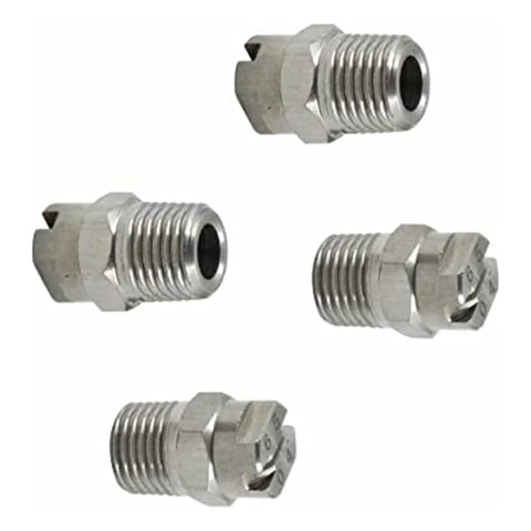 4 Pack 65 Degree Flat Fan Spray Nozzles 1/8 NPT Stainless Steel 304 Rust Resistant High Temp Durable Industrial Sprayers With Clog Proof Internal Channels For Smooth Even Coverage And Long Lasting Performance, 304 stainless steel nozzle set
