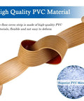 Hands demonstrating flexibility of Self Adhesive Floor Transition Strip For Laminate And Vinyl Flooring Wood Grain Look Easy Install 1.57 Inch Wide 10 Feet Long Light Brown Durable PVC Edge Divider To Bridge Floors Smoothly And Minimize Trip Hazards