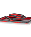 Three Size Collapsible Magnetic Parts Tray Set For Screws Bolts Nuts Washers Pins And Small Metal Parts, red, stacked view