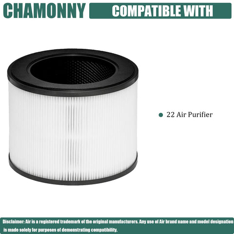 Single cylindrical True HEPA Replacement Filter For MA 22 Air Purifier Two Pack, Compatible With MA Series, side view, black top