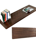 Folding Wall Desk With Solid Wood Board And Two Iron Brackets, 2.8cm Thick, shown extended with books and magazine