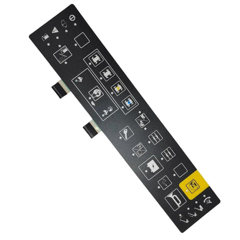 Top Shelf Platform Switch Membrane Decal Rock Solid for Telescopic Boom Lifts with control icons on a black panel.