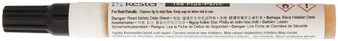 Side view of Leaded And Lead Free Solder Flux Pen With Mildly Activated Rosin, 0.33 Fl Oz with visible safety instructions.