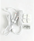 Transform Your Outdoor Setup With These Sick Six Foot Extension Cords Featuring Built In Signal Amplifiers To Keep Your Holiday Lights Flat Out Synced And Rock Solid Through Every Season In Durable White, showing two cords and accessories.