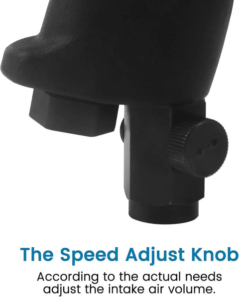 Close-up of Pro Grade Heavy Duty Pneumatic Rivet Nut Gun Kit With Self Locking Head and air speed adjust knob detail