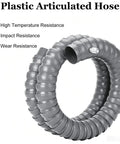 Heavy Duty Industrial Fume Extractor Arm Featuring Hella Flexible Sculptable Ventilation Hose, gray plastic articulated hose.