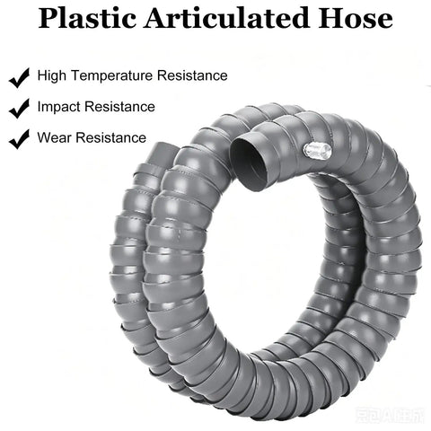 Heavy Duty Industrial Fume Extractor Arm Featuring Hella Flexible Sculptable Ventilation Hose, gray plastic articulated hose.