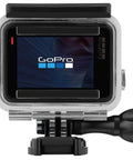Super Suit Dive Housing For HERO7 HERO6 HERO5 Clear One Size With Two Waterproof Backdoors front view with GoPro visible