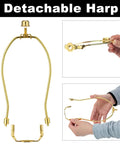 Image of 2 Piece 8 Inch Lamp Harp Set With Detachable Shade Holder For Table And Floor Lamps in brass finish