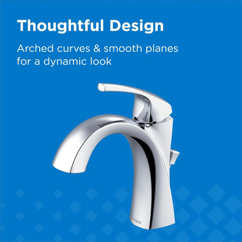Vaughn Single Handle Lavatory Faucet Chrome Finish With All Metal Body Water Saving 1.2 GPM Flow Durable Bathroom Sink Fixture