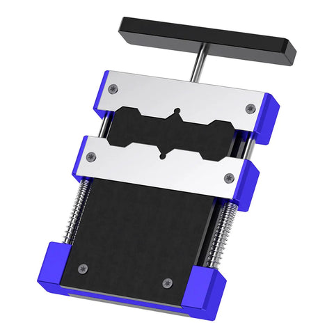 Pro Grade Adjustable Chip Holder Clamp for BGA CPU IC Desoldering and Pin Restoration, angled view showing heavy-duty design.