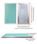 Solid As A Rock Drywall Access Panel 15 By 23 Inches Magnetic Push Latch with measurements and specifications shown.