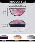Dope Pink White Glitter Fluid Art Cabinet Pulls 3 Inch Black Semicircle Handles, product size details with color options.