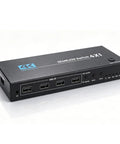 Boss Level 8K 60Hz KVM Switch For PC Laptop And Gaming Console Monitor 4 Port USB HDMI, black metal casing with USB 2.0 ports.