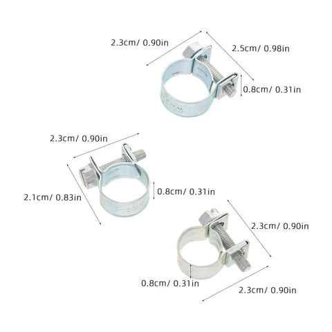 Top Tier 30pc Heavy Duty Metal Fuel Injection Hose Clamp Kit With Heat Protection For Carburetor Water Pipes And Diesel Equipment At A Sweet Price, 0.8cm clamp