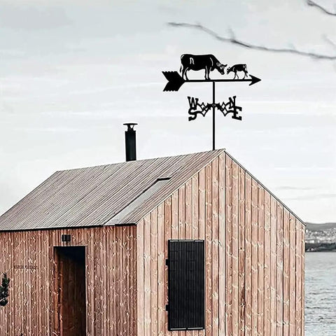 Farmhouse Style Metal Weather Vane Roof Mount Kit For Outdoor Yards And Barns Durable Stainless Steel Weather Vane With Wind Direction Indicator Rust Resistant Bracket And Decorative Cowboy Theme For Roof Or Garden
