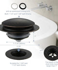 Oil Rubbed Bronze Tub Drain Stopper Universal Toe Touch Pop Up No Frills Install Fits Most Lift And Turn Tip Toe And Trip Lever Drains