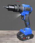 Pro Workhorse Cordless Rivet Nut Gun With Brushless Motor And Massive 4000 Mah Battery in blue color with a black chuck.