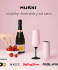 Top Tier Insulated Champagne Flute With Detachable Stem And Secure Lid Premium Stainless Steel Tumbler keeps your bubbly ice cold next to champagne and strawberries.