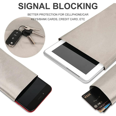 Faraday shielding fabric sleeve set in beige for tablet and phone, 44in W x 18ft L, EMI/RF shielding