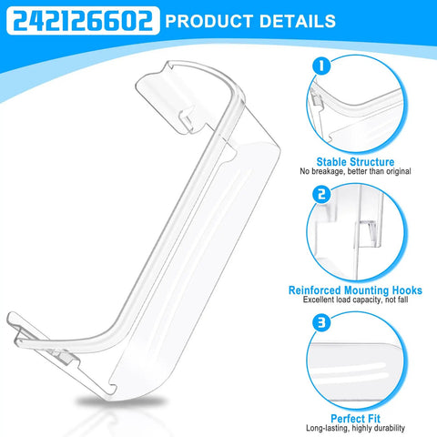 Two Pack Refrigerator Door Bin Shelf Replacement Upgraded Durable Bottom Shelf Rack For Compatible Fridge Models Sixteen Inch Long Front Bin Five And A Half Inch Deep Five And Three Quarter Inch High Easy Install showcasing design features