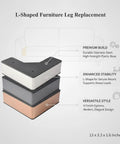 Sturdy Stainless Steel L Shaped Furniture Leg Replacement for Sofas Beds Cabinets and TV Stands 13 by 3.3 by 1.6 Inches Image