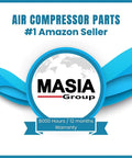 Heavy Duty PAO Synthetic Base Compressor Lubricant For Rotary Screw Systems ISO 46 Grade, 8000 Hour Lifetime, 4 Gallon Case, Made In USA, Premium Pro Grade Lubricant For Industrial Compressors, MASIA Group logo graphic