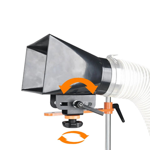Must Have Dust Hood Stand With Folding Extension Arm For Wood Lathe Dust Collection Gear, 9x5 Inch Hood, Clamp Mount