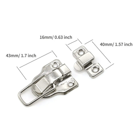 14 Pack Silver Toggle Latches For Wood Boxes And Tool Cabinets Spring Loaded Metal Hasps with dimensions 43mm x 40mm