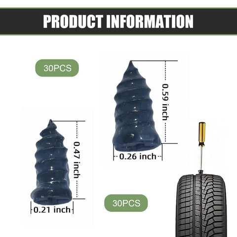 60 Piece Tire Repair Kit With Self Service Plugs For Cars Motorcycles Trucks And Tractors Includes Small And Large Spiral Rubber Plugs