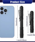 Mini LED Flashlight With Clip, Pocket Sized; size comparison with smartphone, aluminum penlight with 200 to 500 lumen output