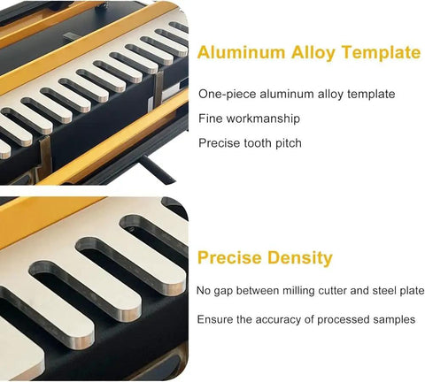 Knockout Woodworking Dovetail Jig Hella Sturdy Router Template With Milling Cutter, aluminum alloy template close-up showing precise craftsmanship.