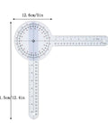 12 Inch 360 Degree Clear Goniometer Protractor For Physical Therapy And Medical Range Of Motion Measurements, Handy Angle Ruler For Clinicians, Students, And Classrooms.