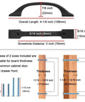 Dimensions and installation guide for 20 Pack 3 Inch Matte Black Kitchen Cabinet Pulls No Fuss Easy Install Solid Metal Handles