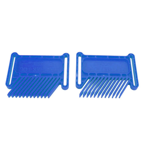 Adjustable Featherboard For Heavy Duty Woodworking Safety Clamp Delivers Sweet Cuts And Rock Solid Grip On Router Table Or Table Saw Straight Up Workshop Beast In Classic Blue, two blue plastic combs for precise cuts.