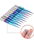 10Pcs Nano Blue Coated 10 Degree V Bit Engraving Router Bits Set For PCB Wood Plastic Lettering Sign Making 0.1mm Tip