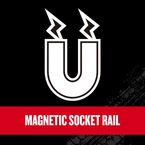 Illustration of magnetic rail for Deep 3/8 Inch Drive Socket Set, 12 Piece, 6 Point High Torque Sockets With Magnetic Rail.