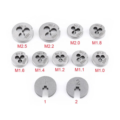 Top Tier 30 Pc High Speed Steel Screw Tap And Die Set With Wrench Handles For Precision Internal External Threading On Machine Repair And Manufacturing Jobs sizes M1.0-M2.5 dies