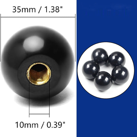 Five Pack Three Eighths Inch Sixteen Thread Ball Knobs Set With One And Three Eighths Inch Diameter, Bakelite Thermoset Handle