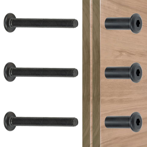 Diagram of 100-Piece M8x50mm Furniture Bolts Kit with Black Hex Screws for Woodworking Projects