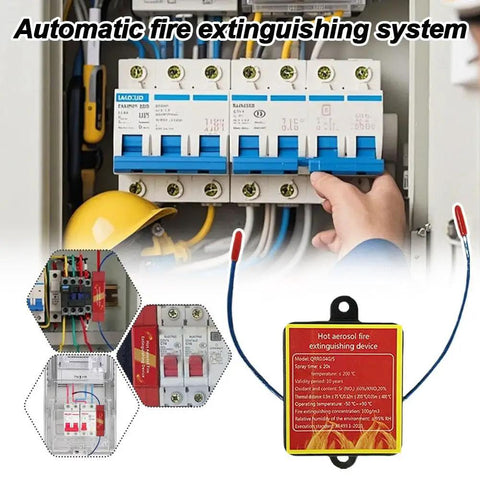 Heat Activated Auto Fire Extinguisher Sticker For Car Engine And Electric Battery Bay Tough As Nails Flame Suppressant Pad installed in electrical cabinet.