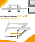 Drillless Window Air Conditioner Bracket For Easy Mounting showing adjustable steel frame expanding 19" to 39".