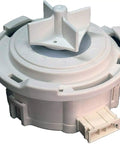 Plug And Play 22V DC Washer Drain Pump Motor Replacement With Exact Fit For Dishwashers, white and compact with connector visible