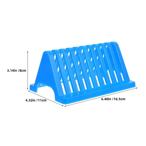 Cool Homoyoyo Lab Slide Drying Rack Pack in blue plastic, measuring 6.48in x 4.32in x 3.14in, ideal for drying microscope slides.